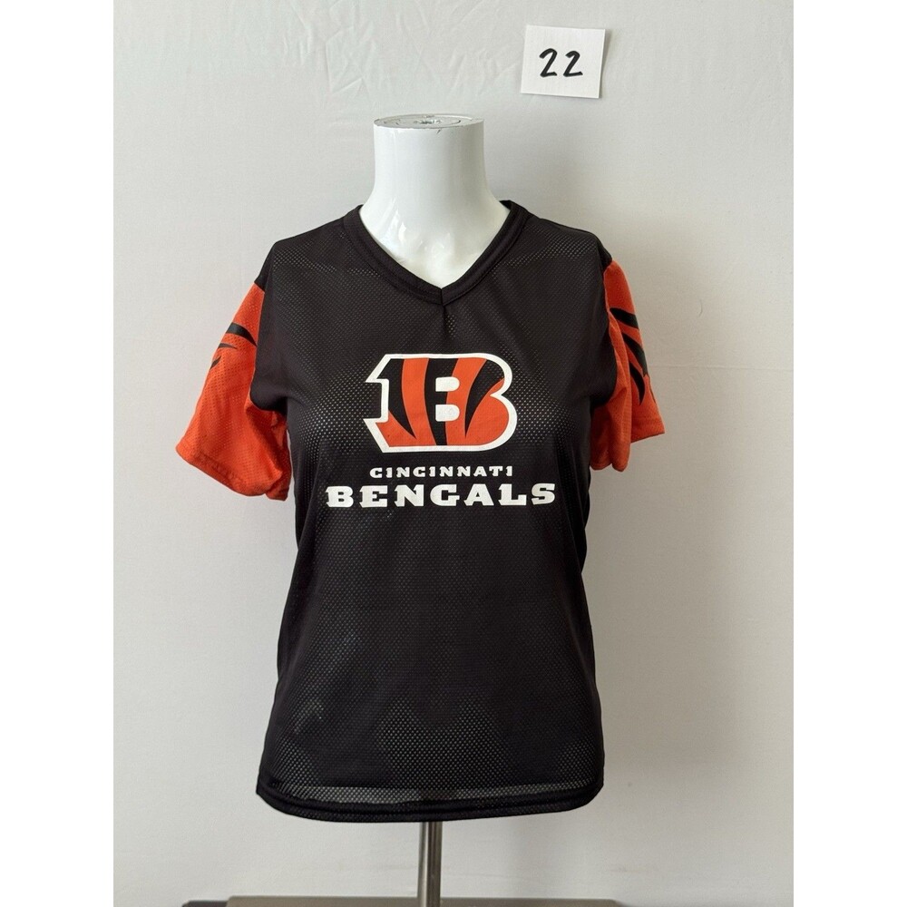 Franklin Cincinnati Bengals Womens M Mesh Jersey Shirt NFL Black Orange Tee